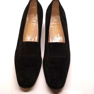 Vintage Salvatore Ferragamo Black Suede Shoes